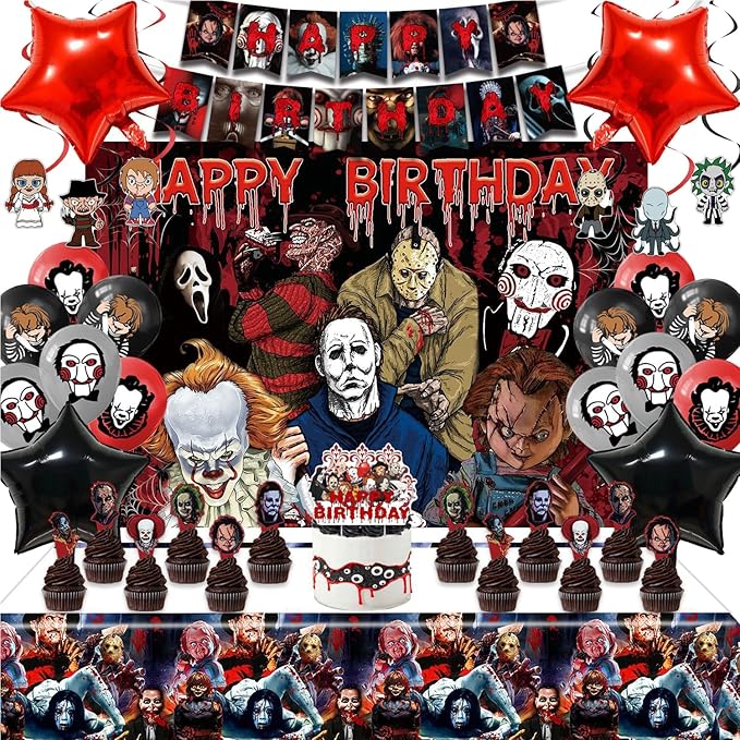Horror Birthday Party Decorations 50 Pcs Halloween Theme Kit with