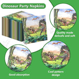 100pcs Dinosaur Napkins 13x13 Inches Disposable Dino Party