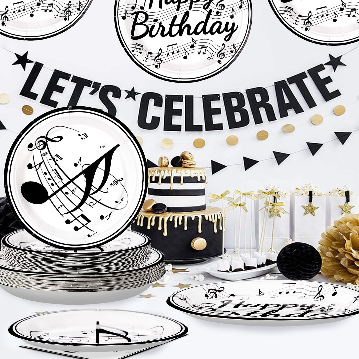 96 Pcs Music Birthday Party Supplies Music Notes Plates Napkins