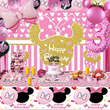 Pink Mouse 3rd Birthday Party Supplies, Three Years Old Girl Bow Party