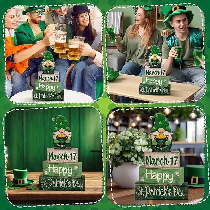 4 Pcs St Patricks Day Table Decoration Wooden St Patrick's Day