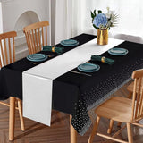 24Pack Disposable Plastic Tablecloths and Satin Table Runner Set Black