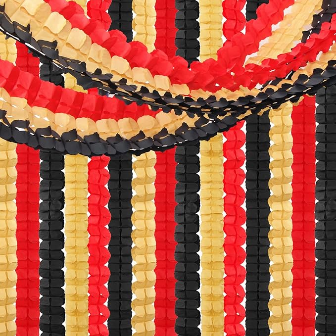 Red-Black Gold Party-Decorations Streamers Garland - 12pcs