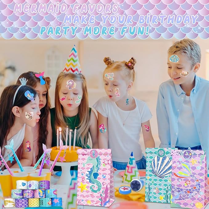 Bluegogo 132 Pcs Mermaid Party Favors Mermaid Birthday Party