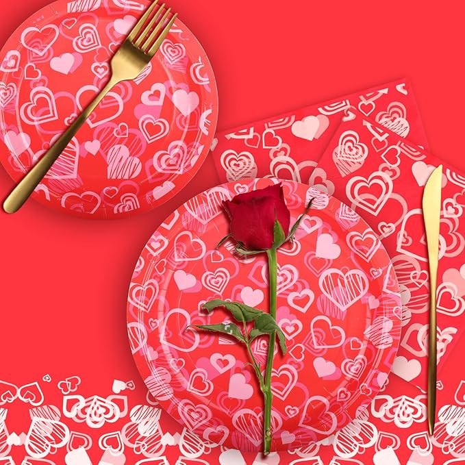Valentine's Party Supplies Hot Heart Love Disposable Paper Plates