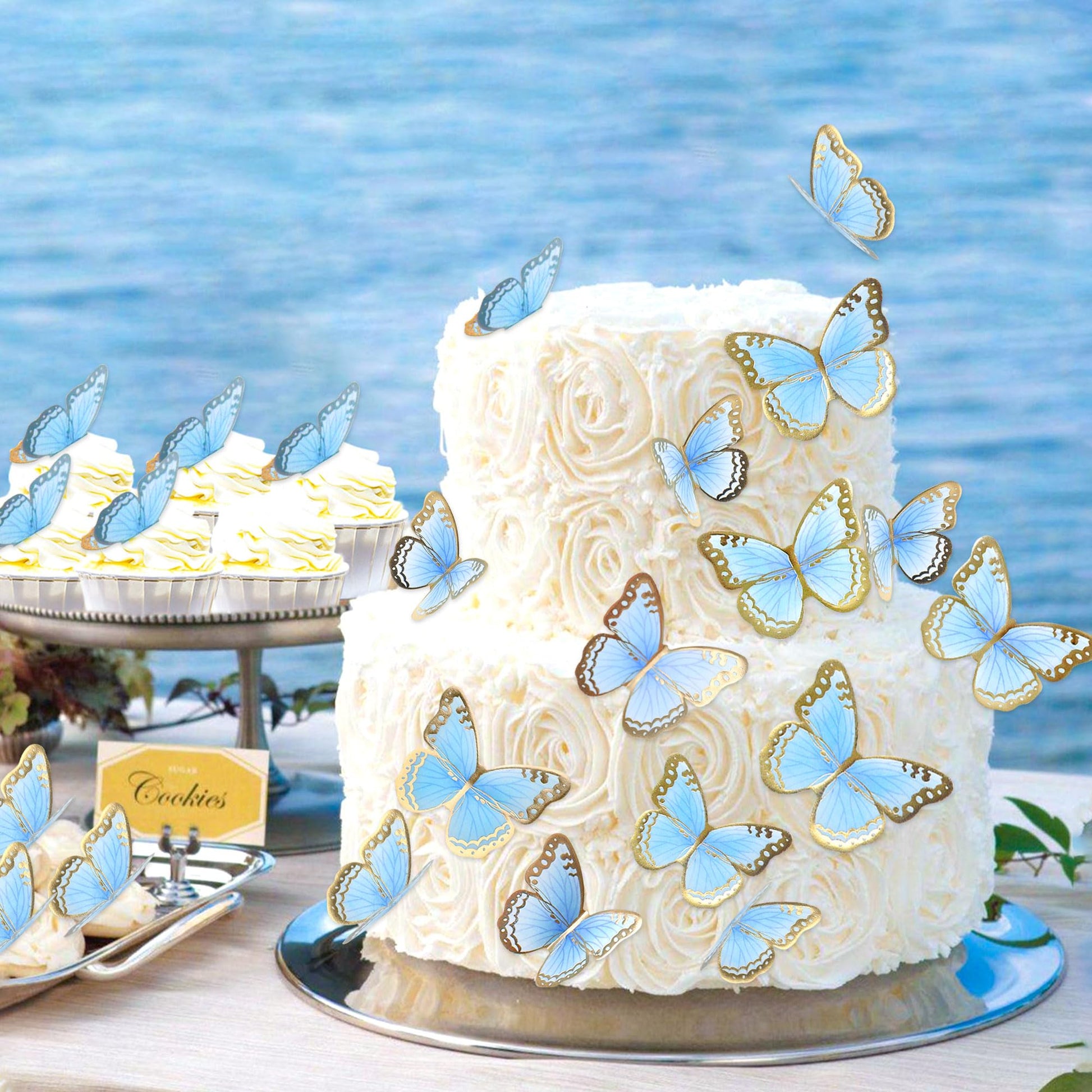 Ercadio 30 Pack 3D Butterfly Cake Toppers - Mix Sizes, Waterproof A-3d