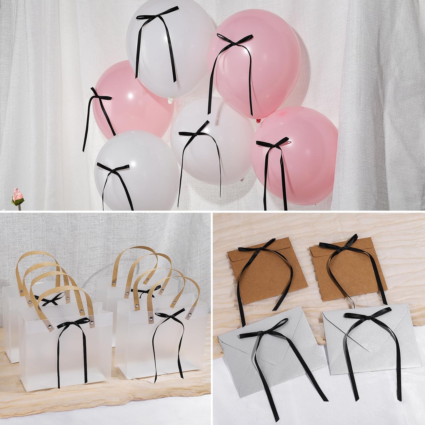 YGDZ Black Bows for Cake, 30PCS Ribbon Bow Cake Topper for Vintage