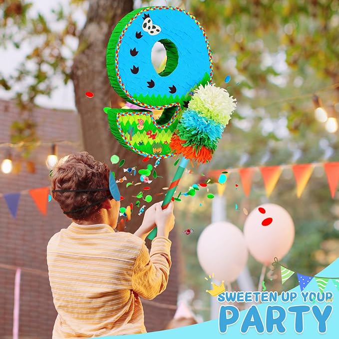 Number 9 Pinata for Birthday Party Decorations Jungle Dinosaur