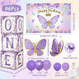 Butterfly First Birthday Decorations for Girl Purple Butterfly