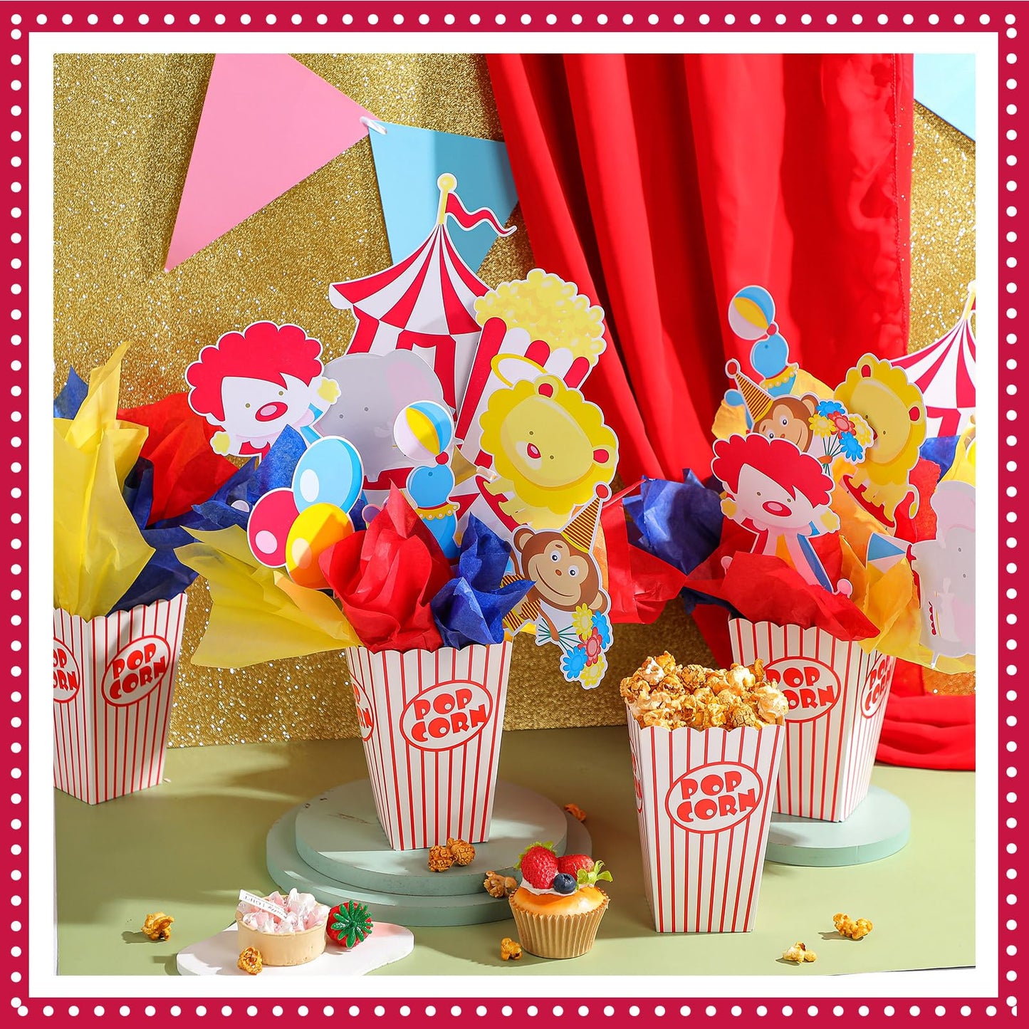 Weekgrat 4 Sets Circus Carnival Party Centerpieces Decorations Circus