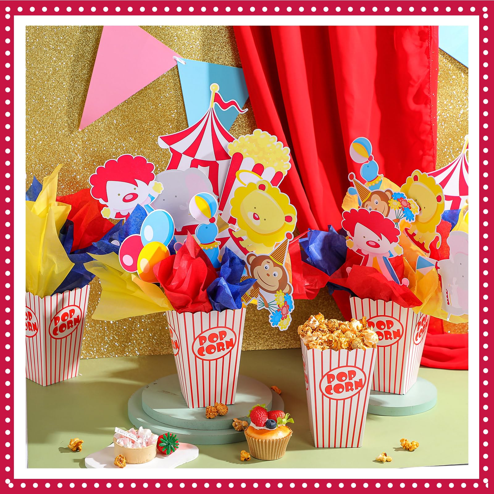 Weekgrat 4 Sets Circus Carnival Party Centerpieces Decorations Circus