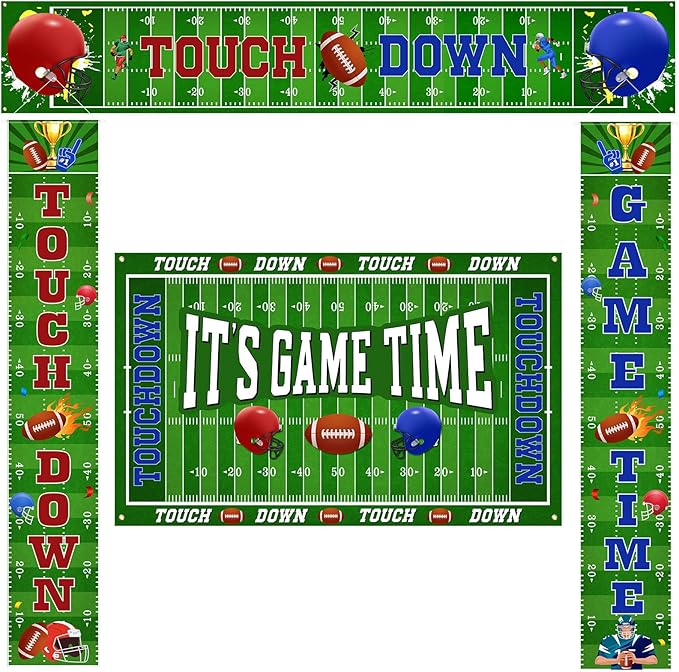 4 Pcs Football Backdrop Banner Decoration Football Party Supplies