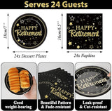 Happy Retirement Party Supplies Serves 24 Black and Gold Retirement