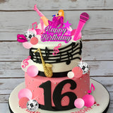 26 PCS Music Cake Toppers Pink Birthday Cake Topper and Disco Cake