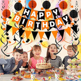 Fecedy Black Orange Happy Birthday Banner Paper Triangle Flag Bunting