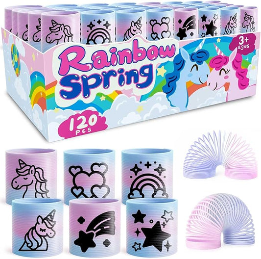 120 Pcs Unicorn Spring Toys Mini Rainbow Springs Party Favors for