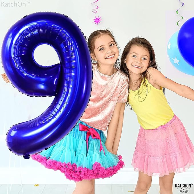 KatchOn, Giant Royal Blue Number 9 Balloon - 40 Inch | Foil 9
