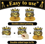 9 PCS Happy Birthday Party Table Decorations | Black and Gold