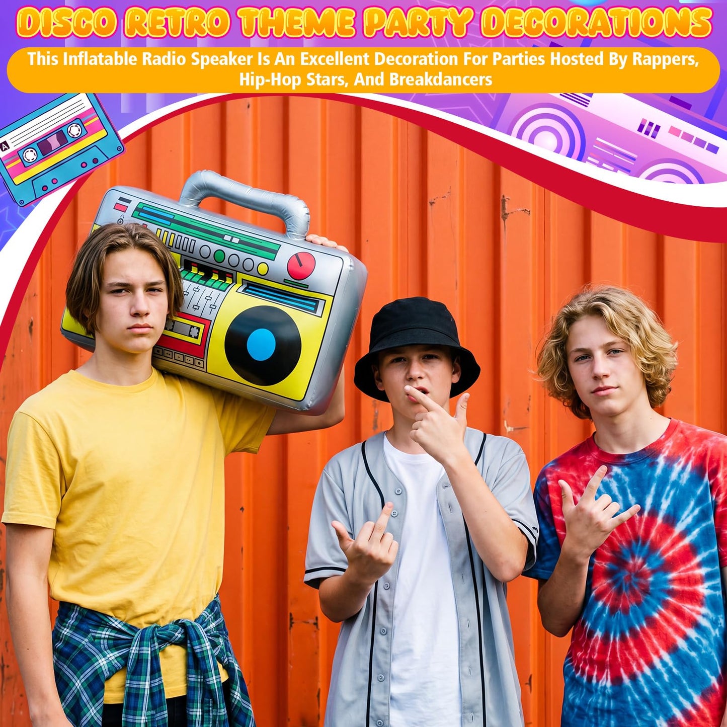 meekoo 5 Pcs Inflatable Radio Boombox Party Decorations, 16.5 Inches
