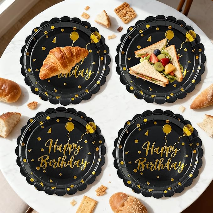 48PCS Happy Birthday Plates and Napkins Party Supplies-Disposable