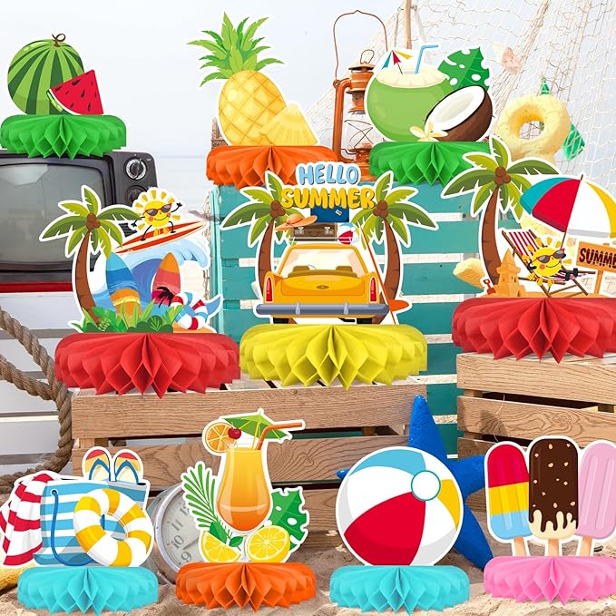 Beach Party Decorations Kit Beach Themed Honeycomb Centerpieces and