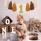 Baby Boy First Birthday Party Decorations Brown High Chair Banner