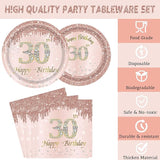 24 Sets 30th Rose Gold Birthday Party Decrations for Women 30