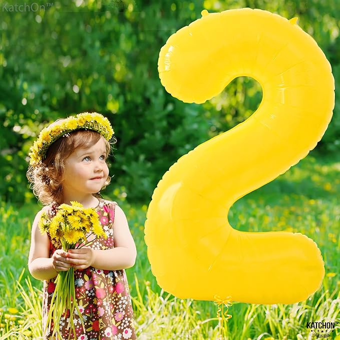 KatchOn, Giant Yellow 2 Balloon Number - 40 Inch | Two Birthday