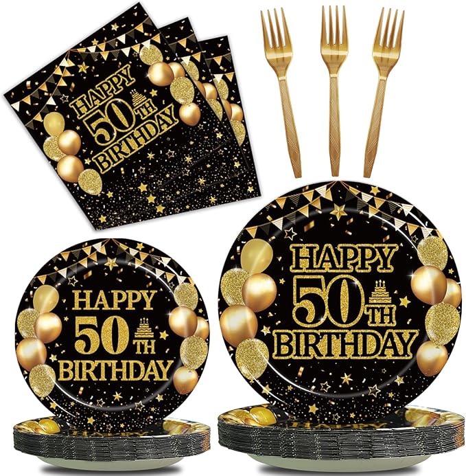 96Pcs 50th Birthday Party Tableware Set, Back in 1976 Birthday Party