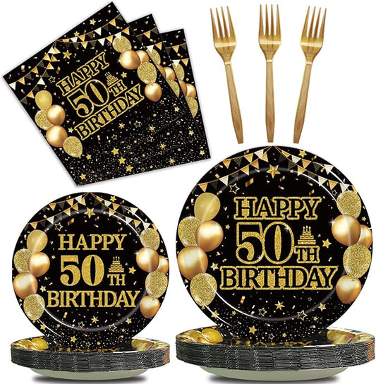 96Pcs 50th Birthday Party Tableware Set, Back in 1976 Birthday Party