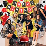 Casino Theme Party Decorations Red Black Gold Poker Balloons Happy