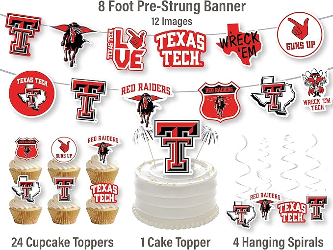 Texas Tech Party Supplies for Football, Birthday Gift, Graduation