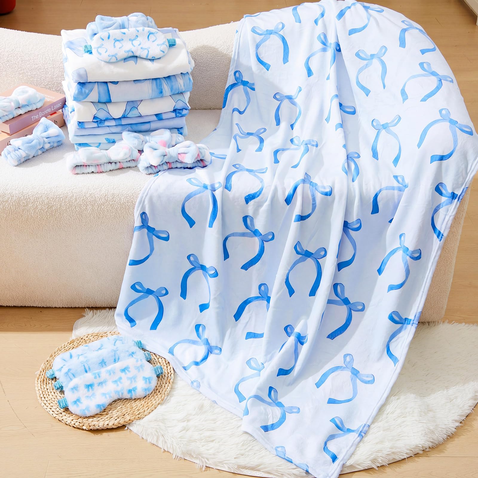 Fanfanwin 18 Pcs Sleepover Party Supplies for Girls, 6 Style Cute Blue