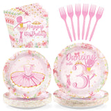 96Pcs Ballerina 3rd Birthday Decorations Cute Ballet 3rd Birthday