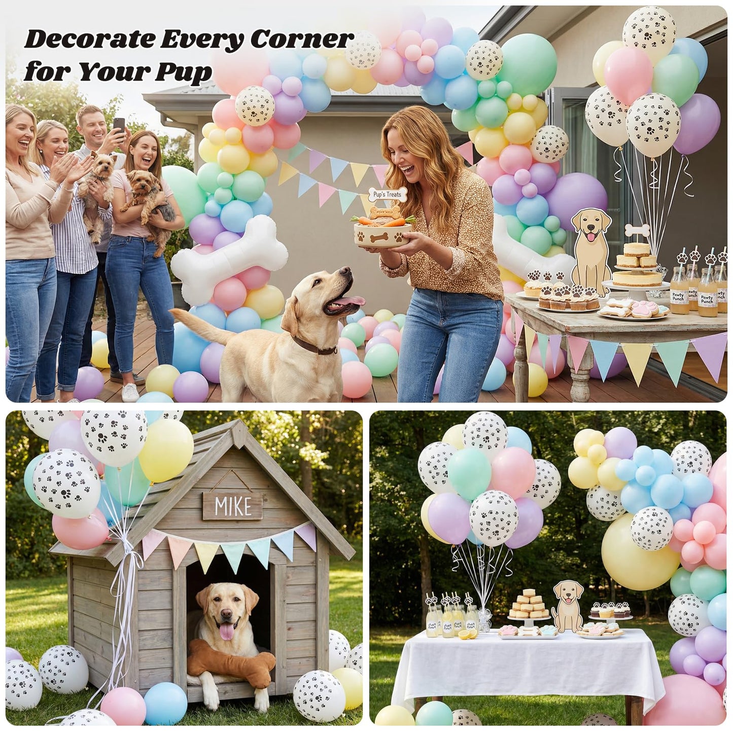 Koogel 100PCS 12 Inch Dog Balloons for Birthday Party, Dog Paw Print