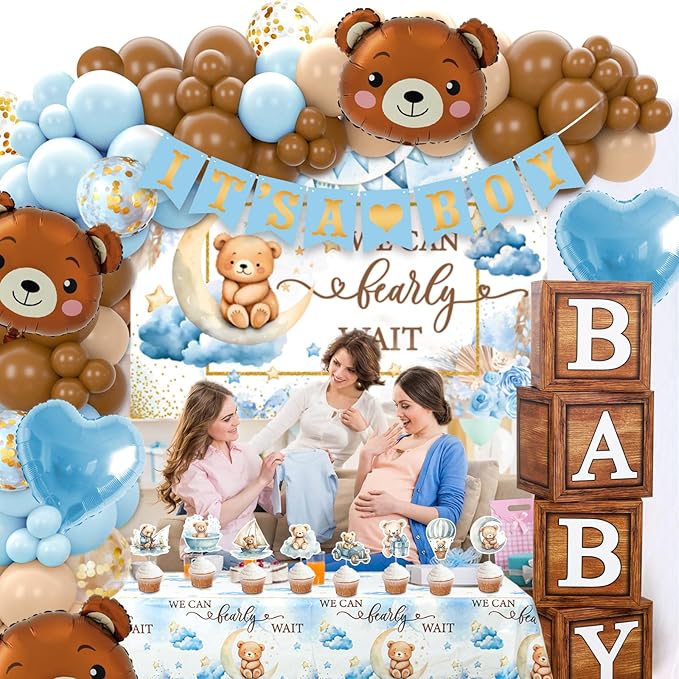 We Can Bearly Wait Baby Shower Decorations Teddy Bear Boho Balloons