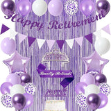 Purple Retirement Decorations for Women Happy Retirement Banner