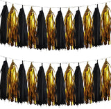 We Moment Black and Gold Tassel Garland，Tissue Tassel Banner for