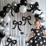 4pcs Black Bow Foil Balloons Bow Mylar Balloon Set for Coquette