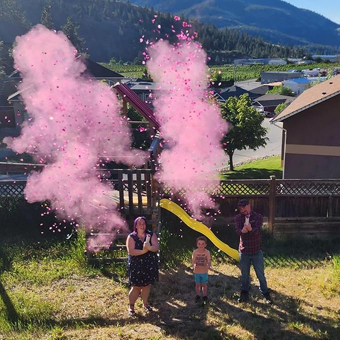 Gender Reveal Confetti Cannon Biodegradable Powder & Heart Shaped