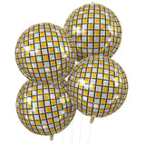 Disco Ball Balloons 4PC,Foil Disco Balloons 22 Inch 4D Round Metallic