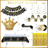 Black and Gold Birthday Decorations for Men Women