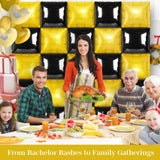 Black and Gold Square Foil Balloons 25 Pcs Metallic Black and Gold
