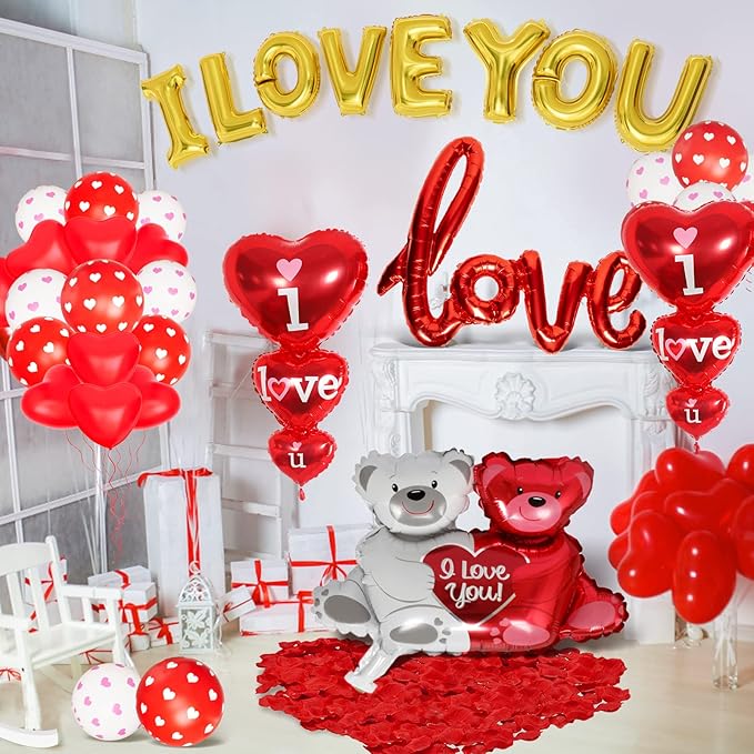 Valentines Day Balloons Decorations I Love You Balloons and
