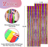 Voircoloria 2 Pack 3.3x8.2 Feet Rainbow Foil Fringe Backdrop