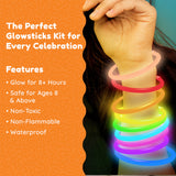 Glow Fever Glowsticks Bulk 1200pcs Party Pack includes 600 8" Glow