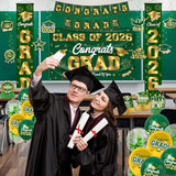 Graduation Decorations 2026 Green and Gold Graduation Party Decor Set