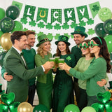 Green Party Decorations, Green Gold Printed Confetti Heart Balloons