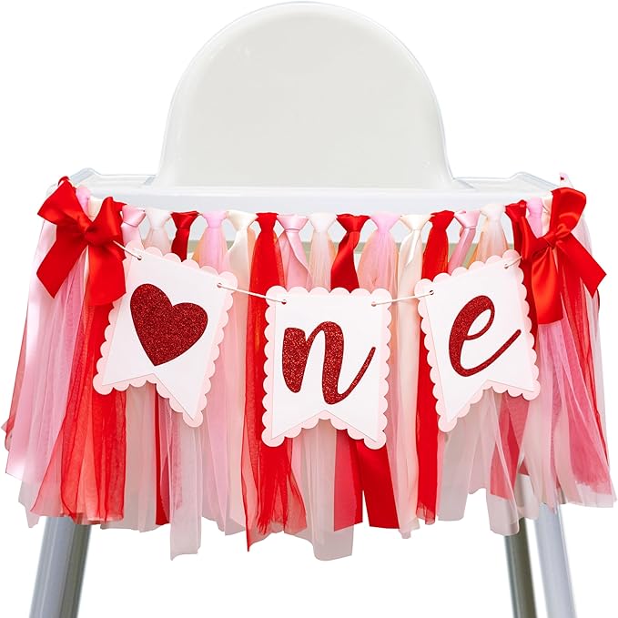 Valentine's Day One High Chair Banner Valentine's Day Themed First