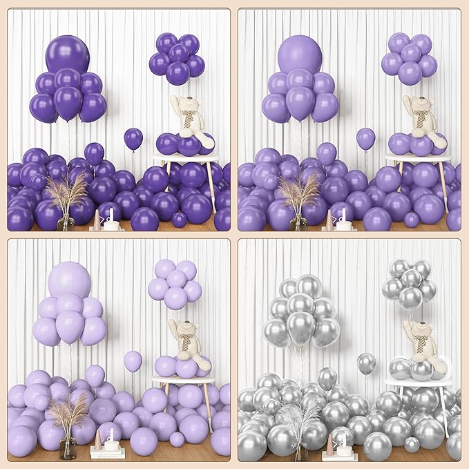 Amandir 153pcs Purple Balloon Garland Arch Kit, Different Sizes 18 12